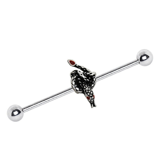 Stainless Steel Rattlesnake Industrial Barbell Industrial Barbell Impulse Piercings