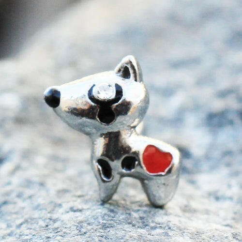Stainless Steel Red Heart Dog Cartilage Earring