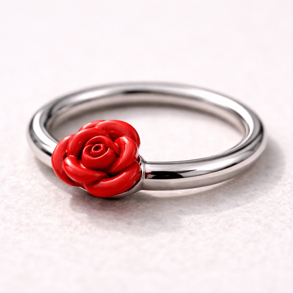 Stainless Steel Red Rose Snap-in Captive Bead Ring / Septum Ring Septum Ring Skin Metals