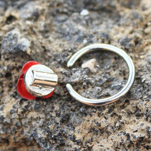 Stainless Steel Red Rose Snap-in Captive Bead Ring / Septum Ring Septum Ring Impulse Piercings