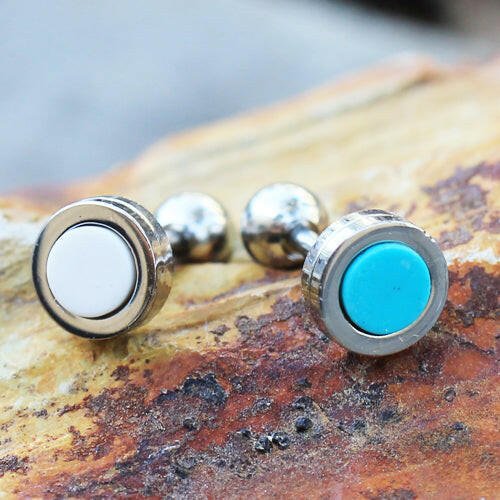 Stainless Steel Round Shaped Stone Cartilage Earring Cartilage Earring Impulse Piercings