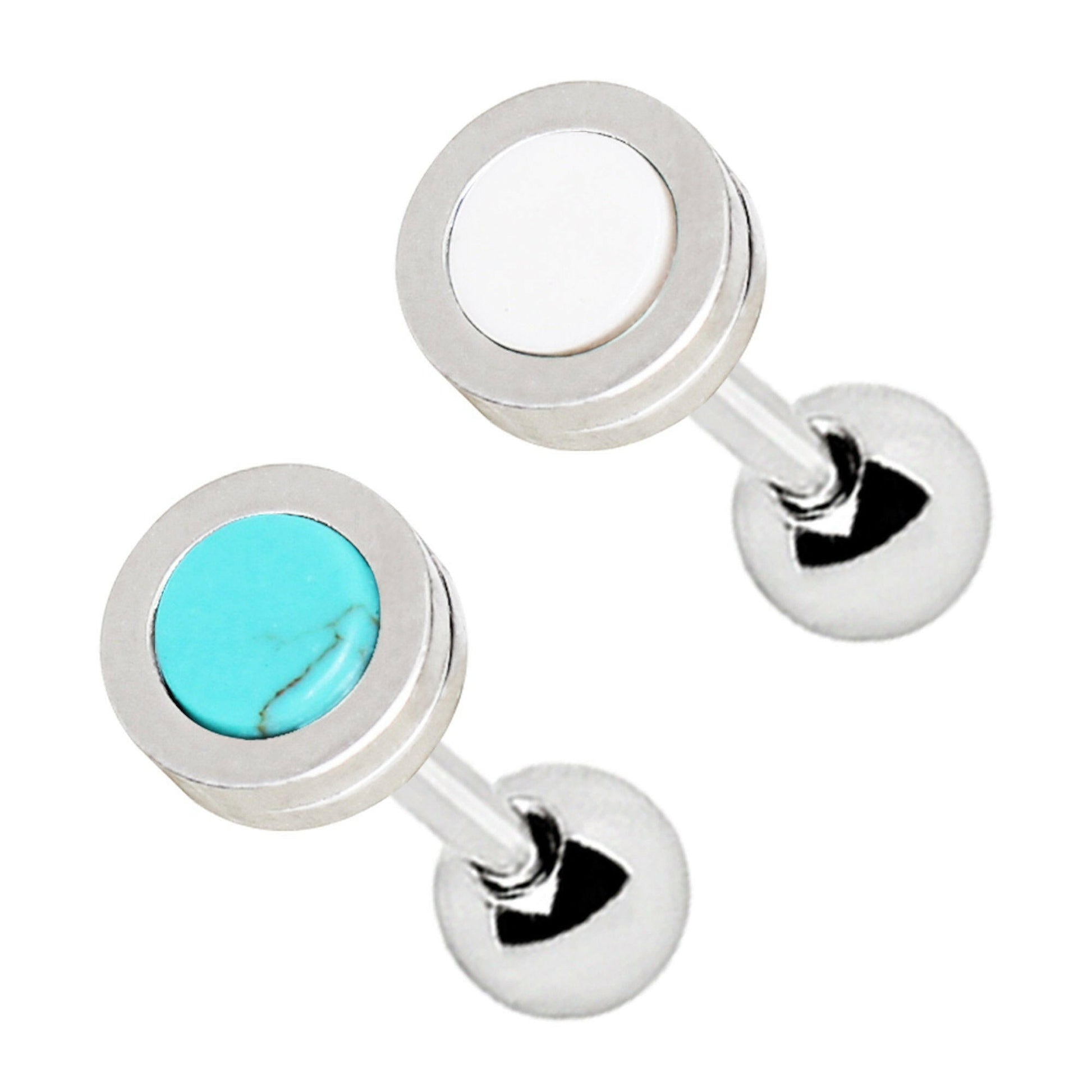 Stainless Steel Round Shaped Stone Cartilage Earring Cartilage Earring Impulse Piercings Howlite