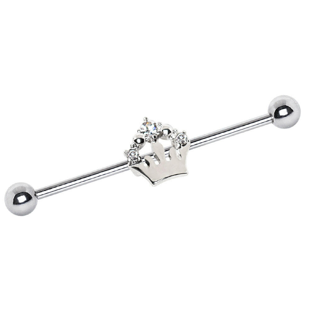 Stainless Steel Royal Crown Industrial Barbell Industrial Barbell Impulse Piercings