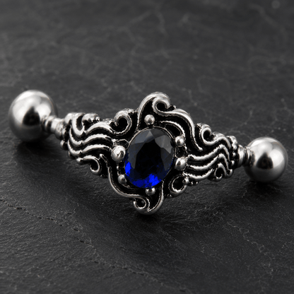 Stainless Steel Sapphire Blue Wave Cartilage Cuff Earring - Skin Metals