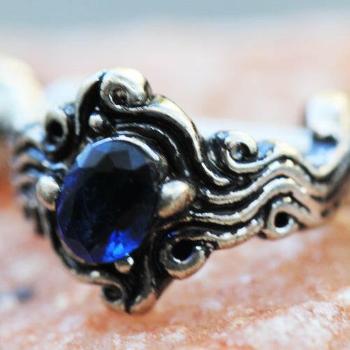 Stainless Steel Sapphire Blue Wave Cartilage Cuff Earring Cuff Earring Impulse Piercings