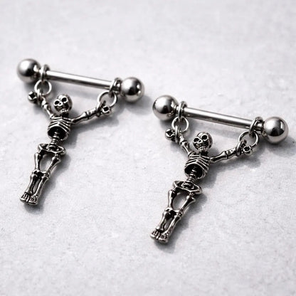 Stainless Steel Skeleton Crucifix Nipple Ring - Skin Metals