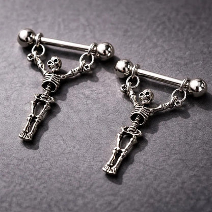 Stainless Steel Skeleton Crucifix Nipple Ring - Skin Metals