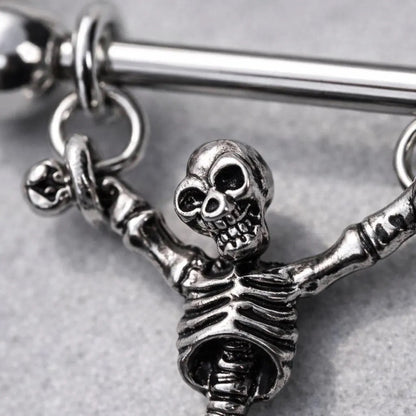 Stainless Steel Skeleton Crucifix Nipple Ring - Skin Metals
