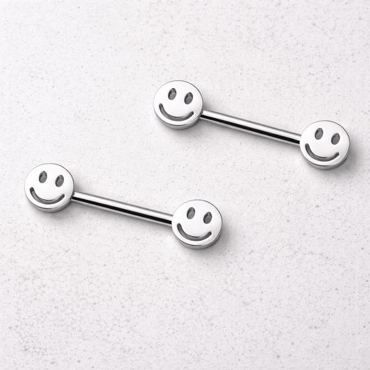Stainless Steel Smiley Face Nipple Bar Nipple Ring Skin Metals