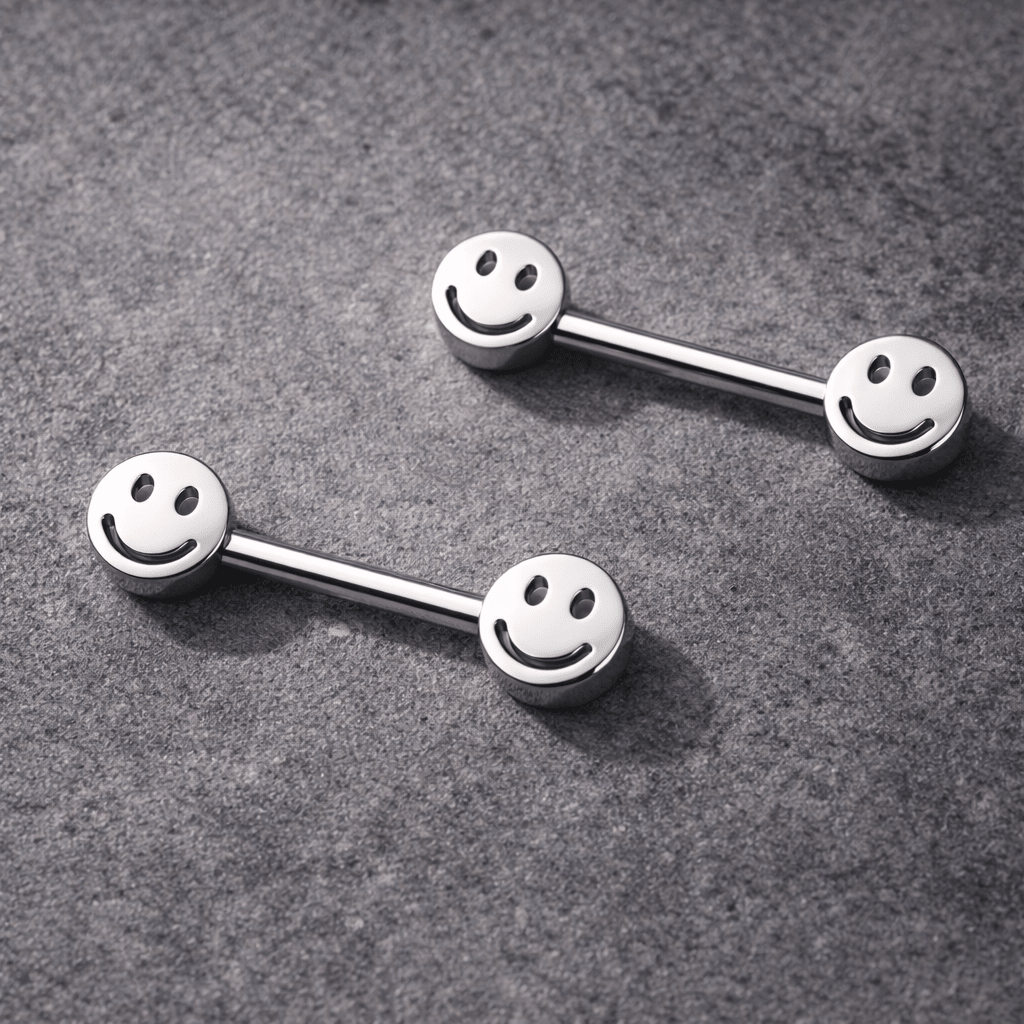 Stainless Steel Smiley Face Nipple Bar Nipple Ring Skin Metals