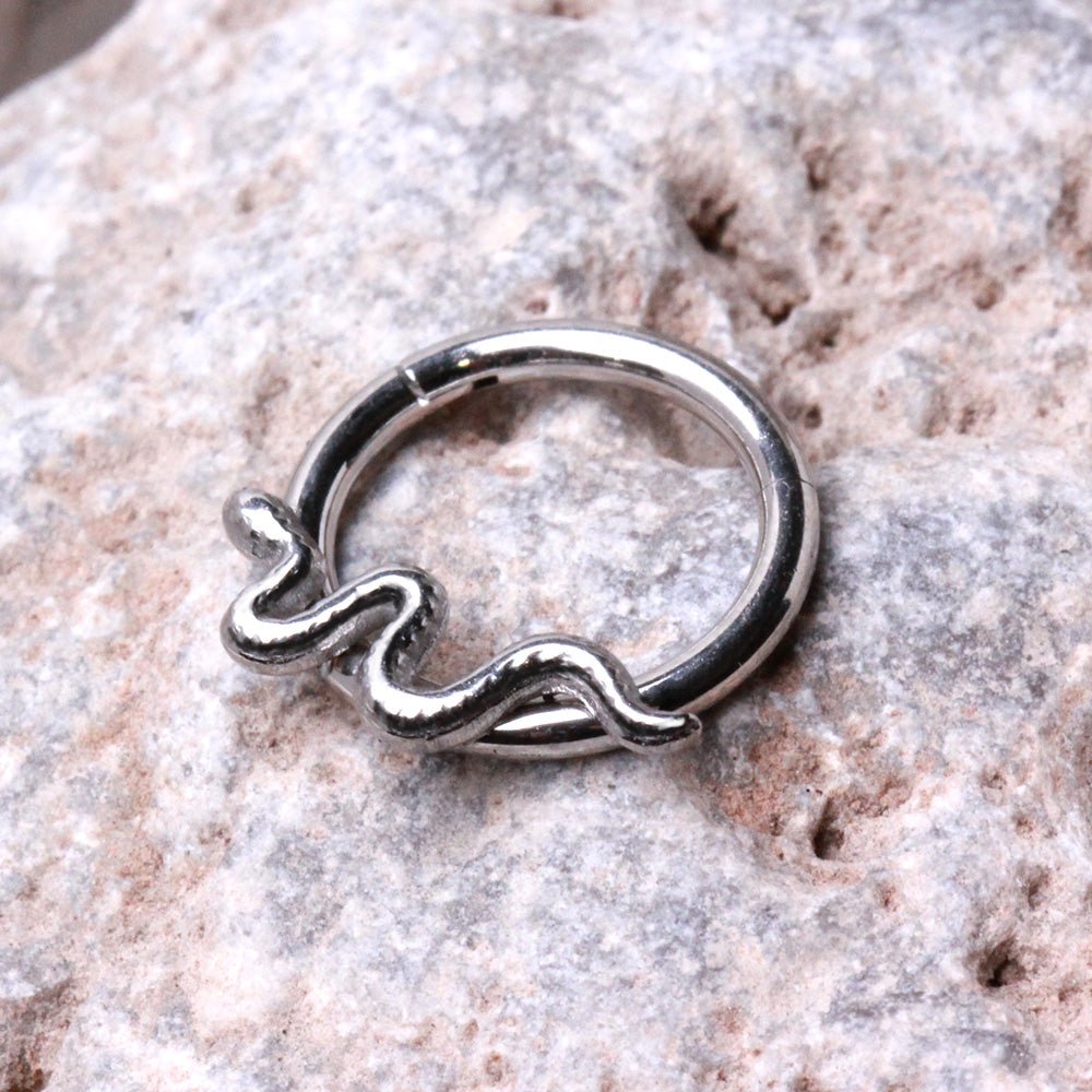 Stainless Steel Snake Hinged Clicker Ring Cartilage Earring Skin Metals