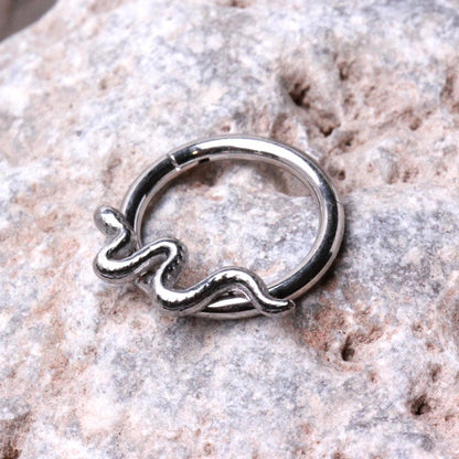Stainless Steel Snake Hinged Clicker Ring Cartilage Earring Skin Metals