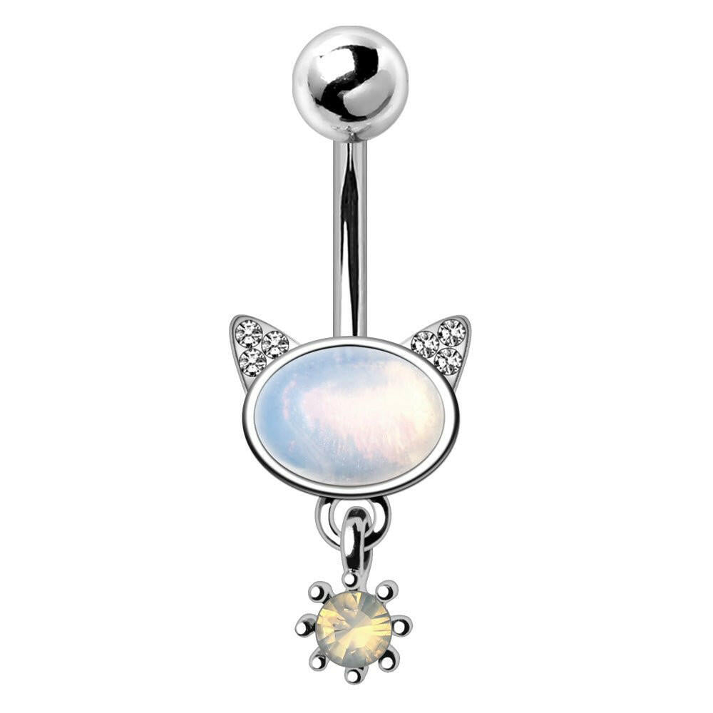 Stainless Steel Snow White Cat Navel Ring Navel Ring Impulse Piercings