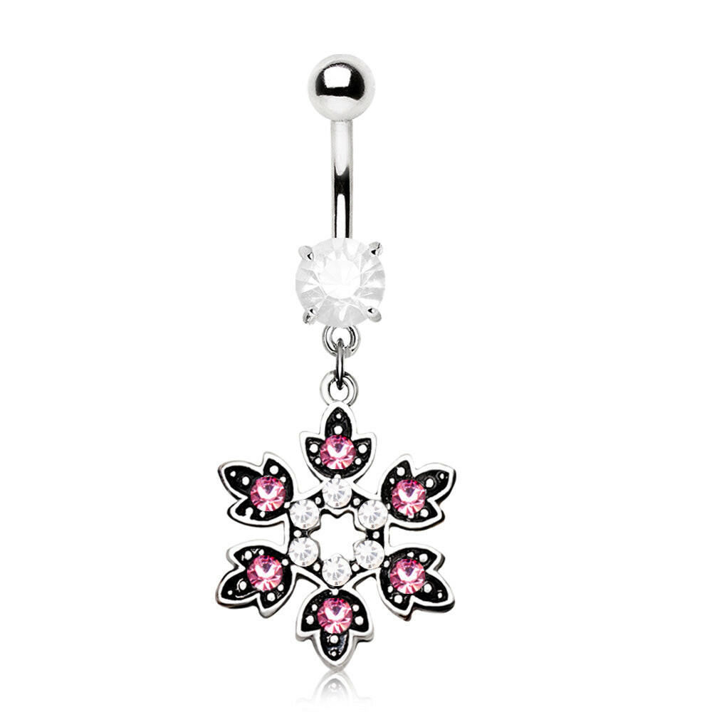 Stainless Steel Snowflake Dangle Navel Ring Navel Ring Impulse Piercings