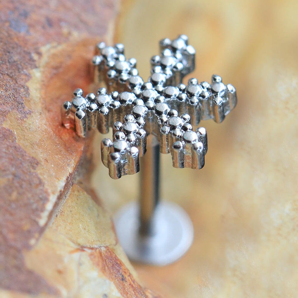 Stainless Steel Snowflake Labret Labret Impulse Piercings