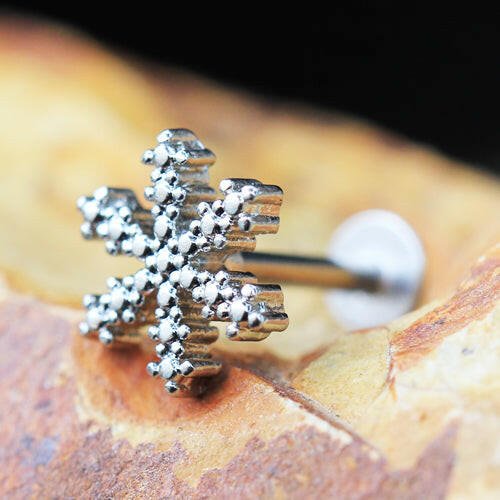 Stainless Steel Snowflake Labret Labret Impulse Piercings