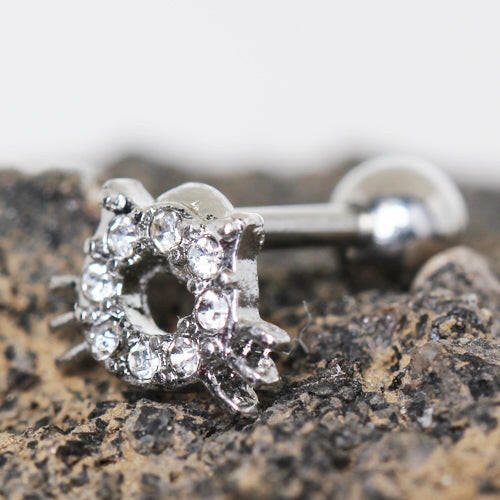 Stainless Steel Sparkling Kitty Cat Cartilage Earring