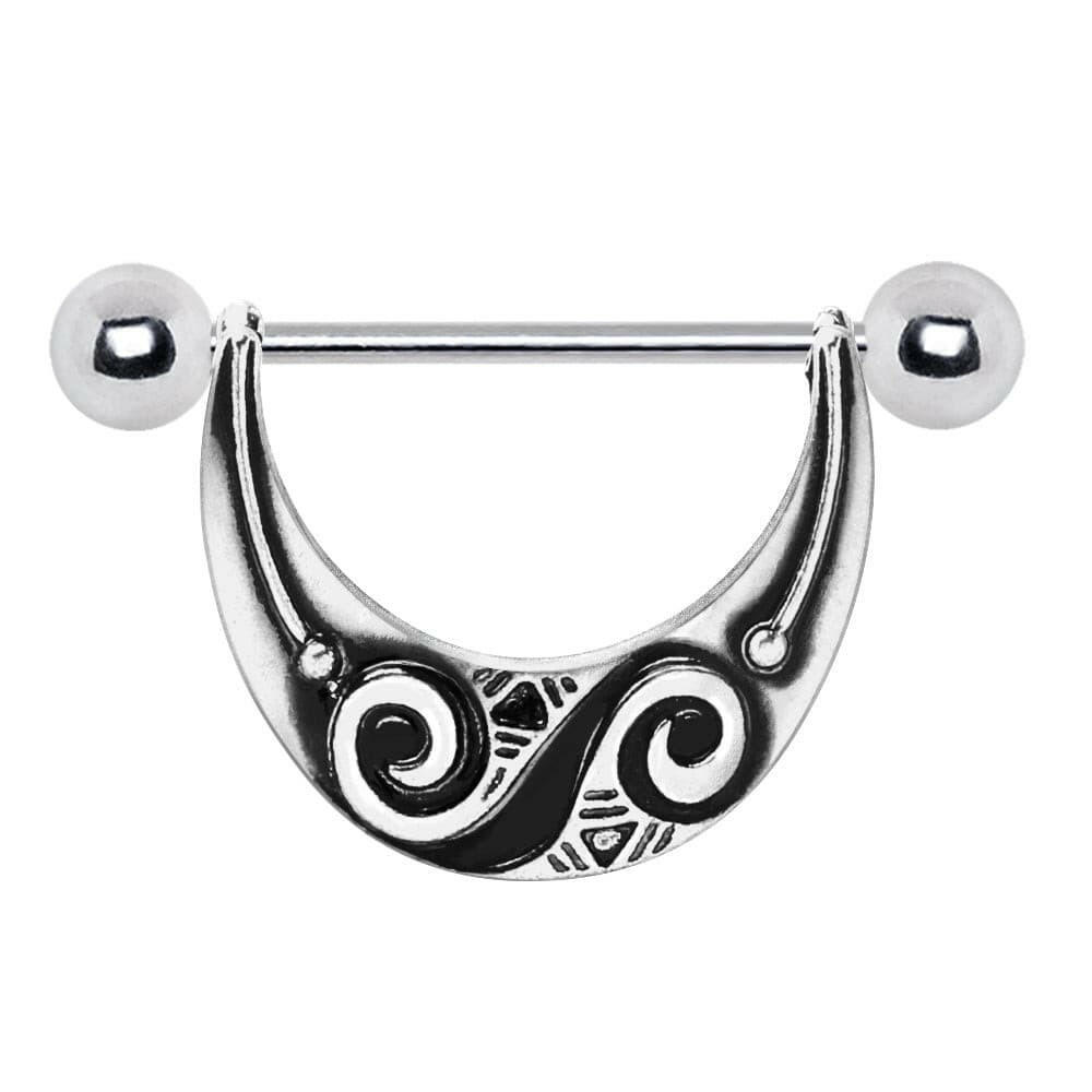 Stainless Steel Spiral Tribal Nipple Shield Nipple Ring Impulse Piercings