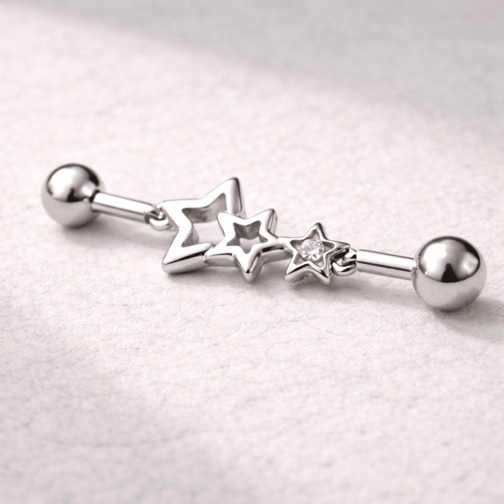 Stainless Steel Star Chain Industrial Barbell Industrial Barbell Impulse Piercings
