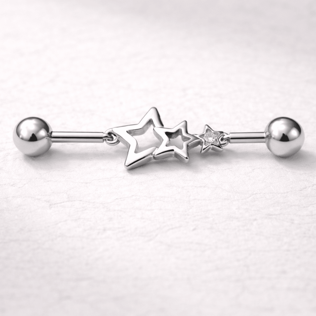 Stainless Steel Star Chain Industrial Barbell Industrial Barbell Impulse Piercings