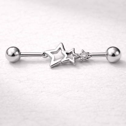 Stainless Steel Star Chain Industrial Barbell Industrial Barbell Impulse Piercings