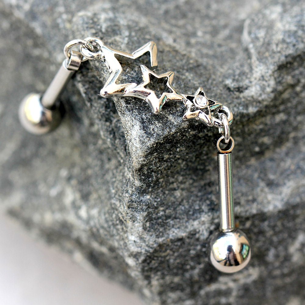 Stainless Steel Star Chain Industrial Barbell - Skin Metals