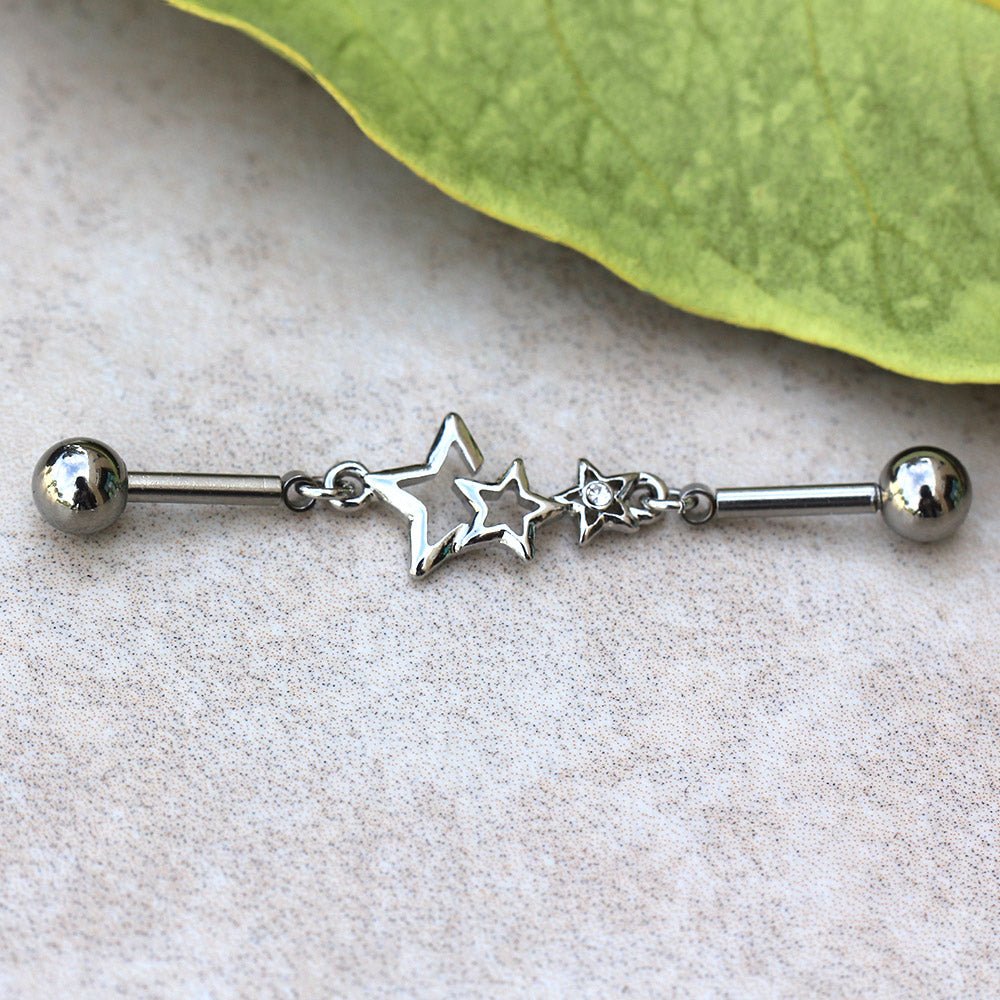Stainless Steel Star Chain Industrial Barbell - Skin Metals