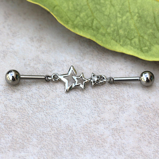 Stainless Steel Star Chain Industrial Barbell - Skin Metals