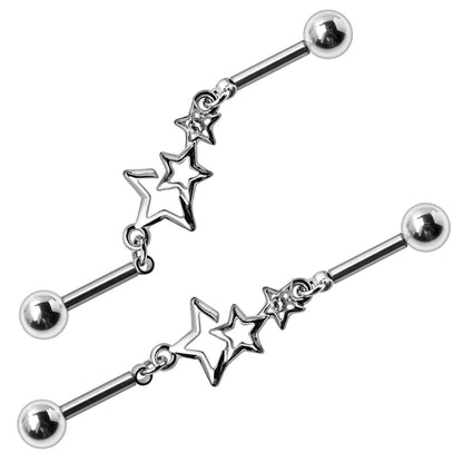 Stainless Steel Star Chain Industrial Barbell - Skin Metals