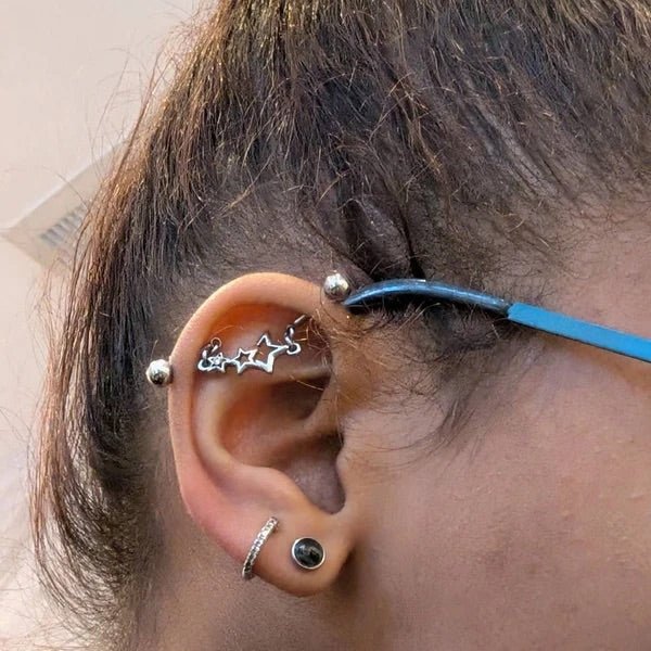 Stainless Steel Star Chain Industrial Barbell Industrial Barbell Impulse Piercings