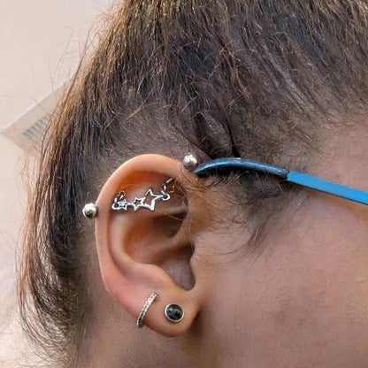 Stainless Steel Star Chain Industrial Barbell Industrial Barbell Impulse Piercings