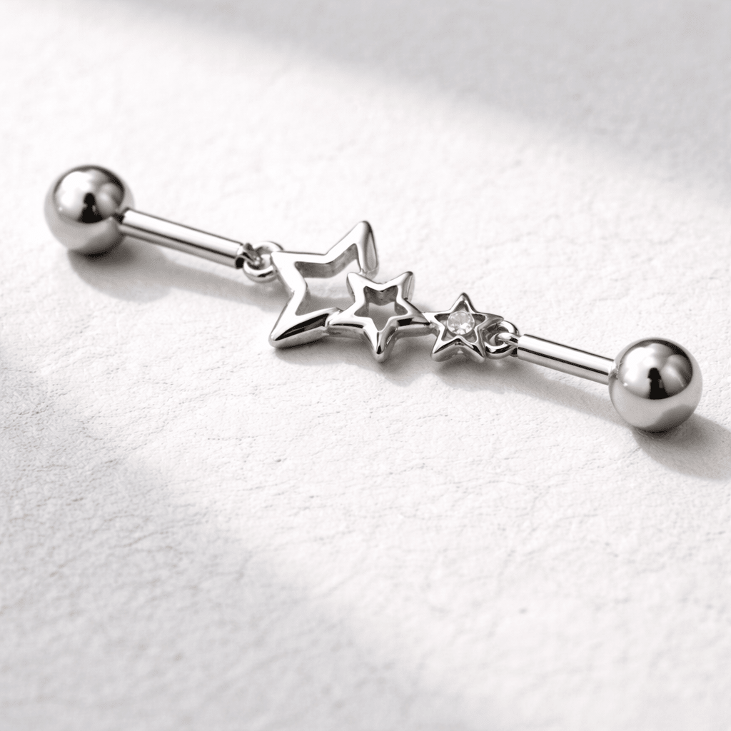 Stainless Steel Star Chain Industrial Barbell Industrial Barbell Impulse Piercings