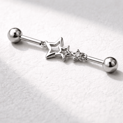 Stainless Steel Star Chain Industrial Barbell Industrial Barbell Impulse Piercings