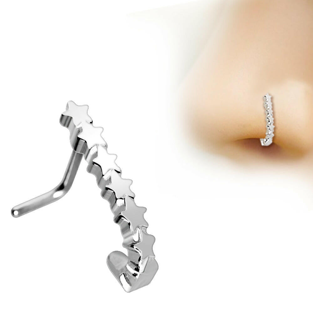 Stainless Steel Star L Bend Half Nose Hoop