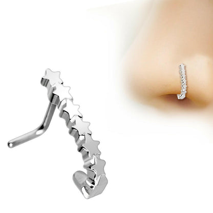 Stainless Steel Star L Bend Half Nose Hoop