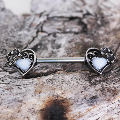 Stainless Steel Steampunk Heart Nipple Bar