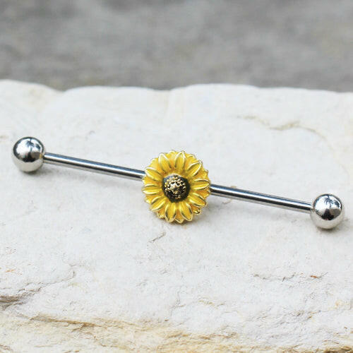 Stainless Steel Sunflower Industrial Barbell Industrial Barbell Impulse Piercings