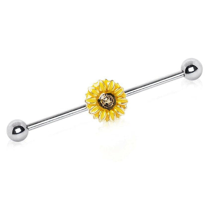 Stainless Steel Sunflower Industrial Barbell Industrial Barbell Impulse Piercings