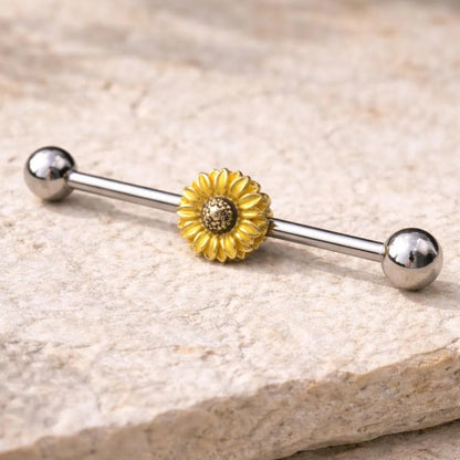 Stainless Steel Sunflower Industrial Barbell Industrial Barbell Impulse Piercings