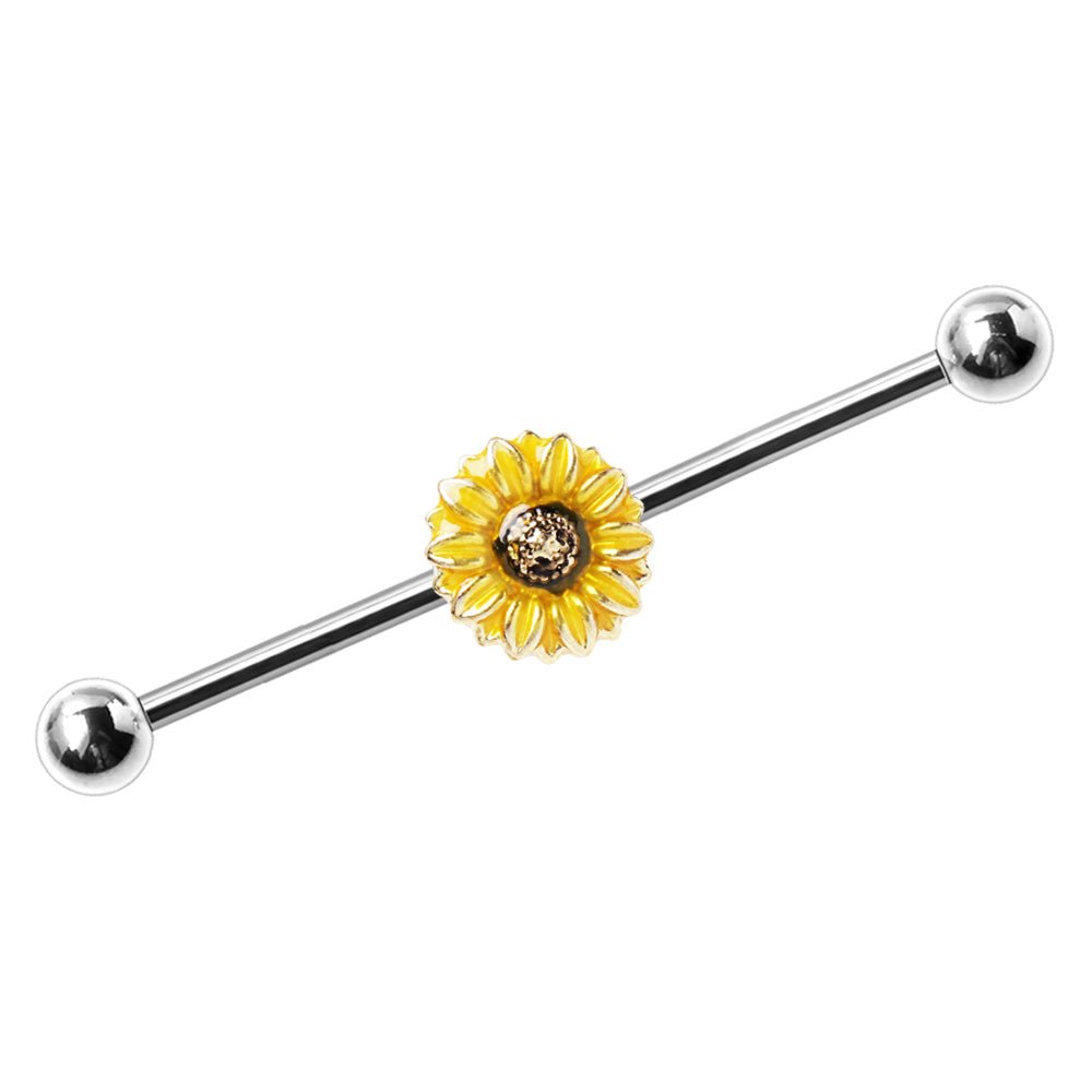 Stainless Steel Sunflower Industrial Barbell - Skin Metals