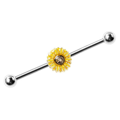 Stainless Steel Sunflower Industrial Barbell - Skin Metals