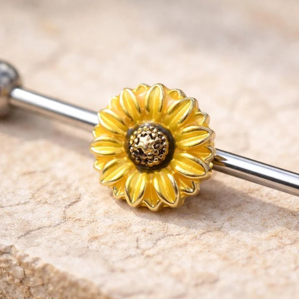 Stainless Steel Sunflower Industrial Barbell Industrial Barbell Impulse Piercings