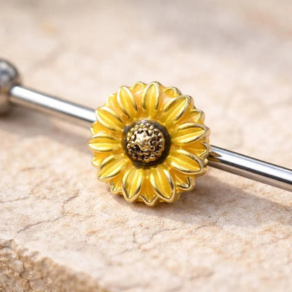 Stainless Steel Sunflower Industrial Barbell Industrial Barbell Impulse Piercings