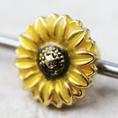 Stainless Steel Sunflower Industrial Barbell Industrial Barbell Impulse Piercings