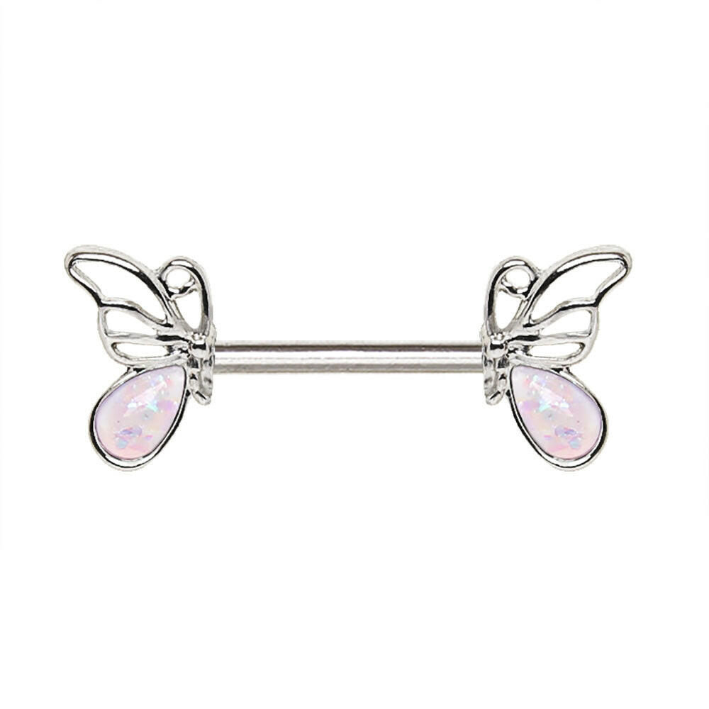 Stainless Steel Synthetic Opal Butterfly Nipple Bar Nipple Ring Impulse Piercings