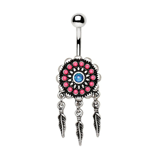 Stainless Steel Synthetic Opal Dream Catcher Navel Ring Navel Ring Impulse Piercings