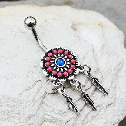 Stainless Steel Synthetic Opal Dream Catcher Navel Ring Navel Ring Impulse Piercings