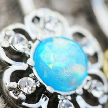 Stainless Steel Synthetic Opal Floral Navel Ring