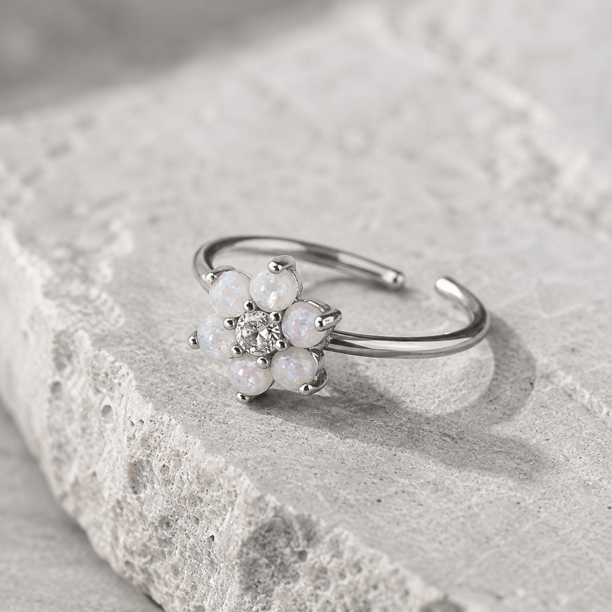 Stainless Steel Synthetic Opal Flower Lip Ring - Skin Metals