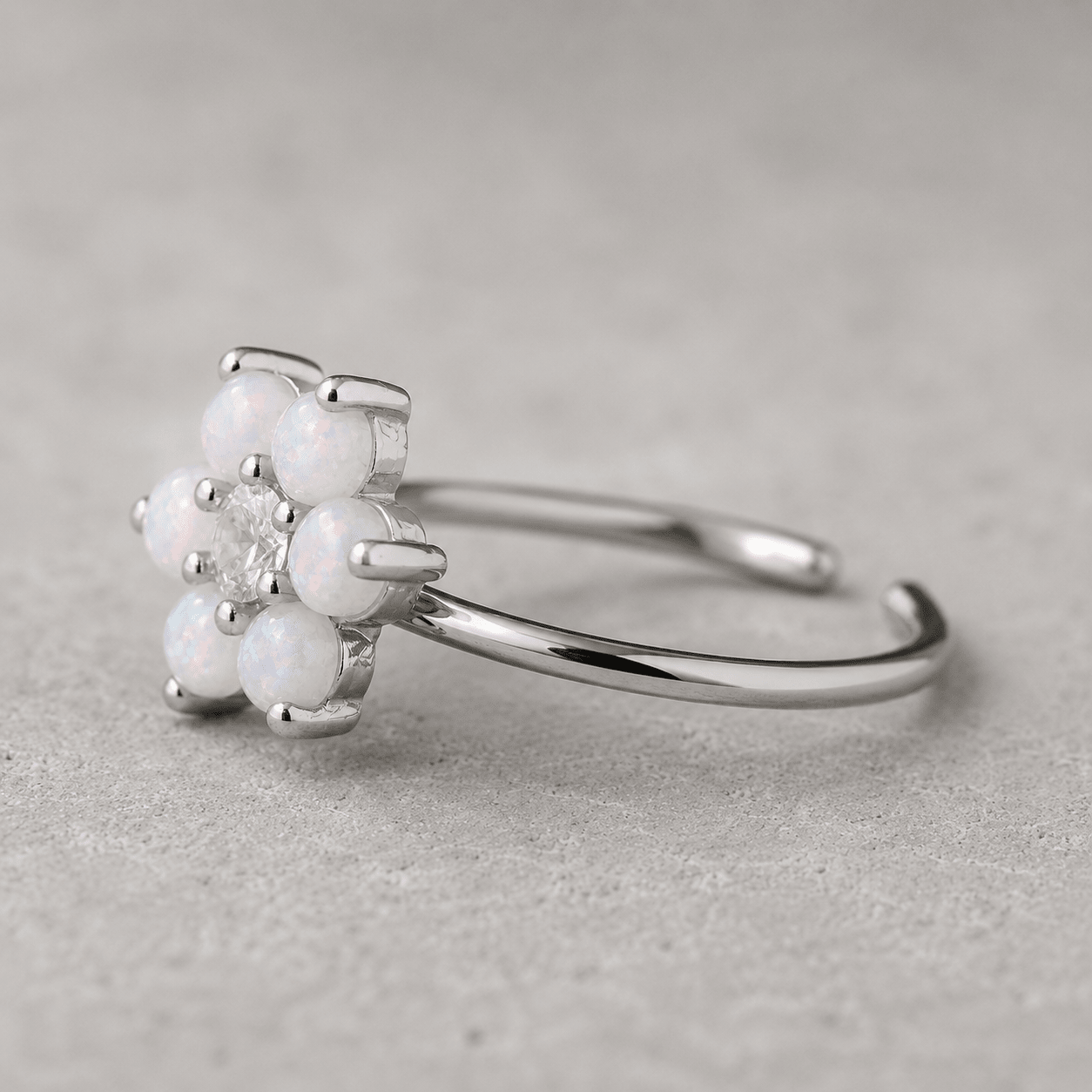 Stainless Steel Synthetic Opal Flower Lip Ring - Skin Metals